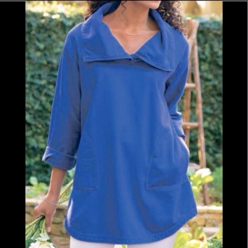 🪷 Soft Surroundings Blue/Purple Heavy Cotton Tunic - Picture 2 of 12